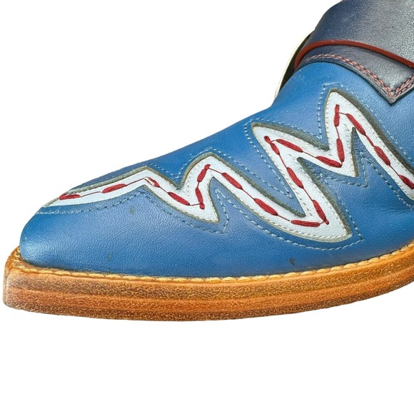 Tommy Hilfiger Collection Womens Blue Cowboy Leather Boot Mules Size 8.5 RARE - Picture 8 of 15